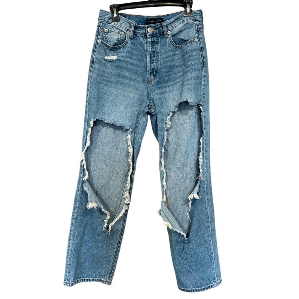 🟣 Aeropostale 90s Baggy Distressed Blue Jeans Size 8